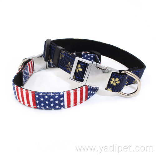 Printed pet metal buckle lettering dog collar